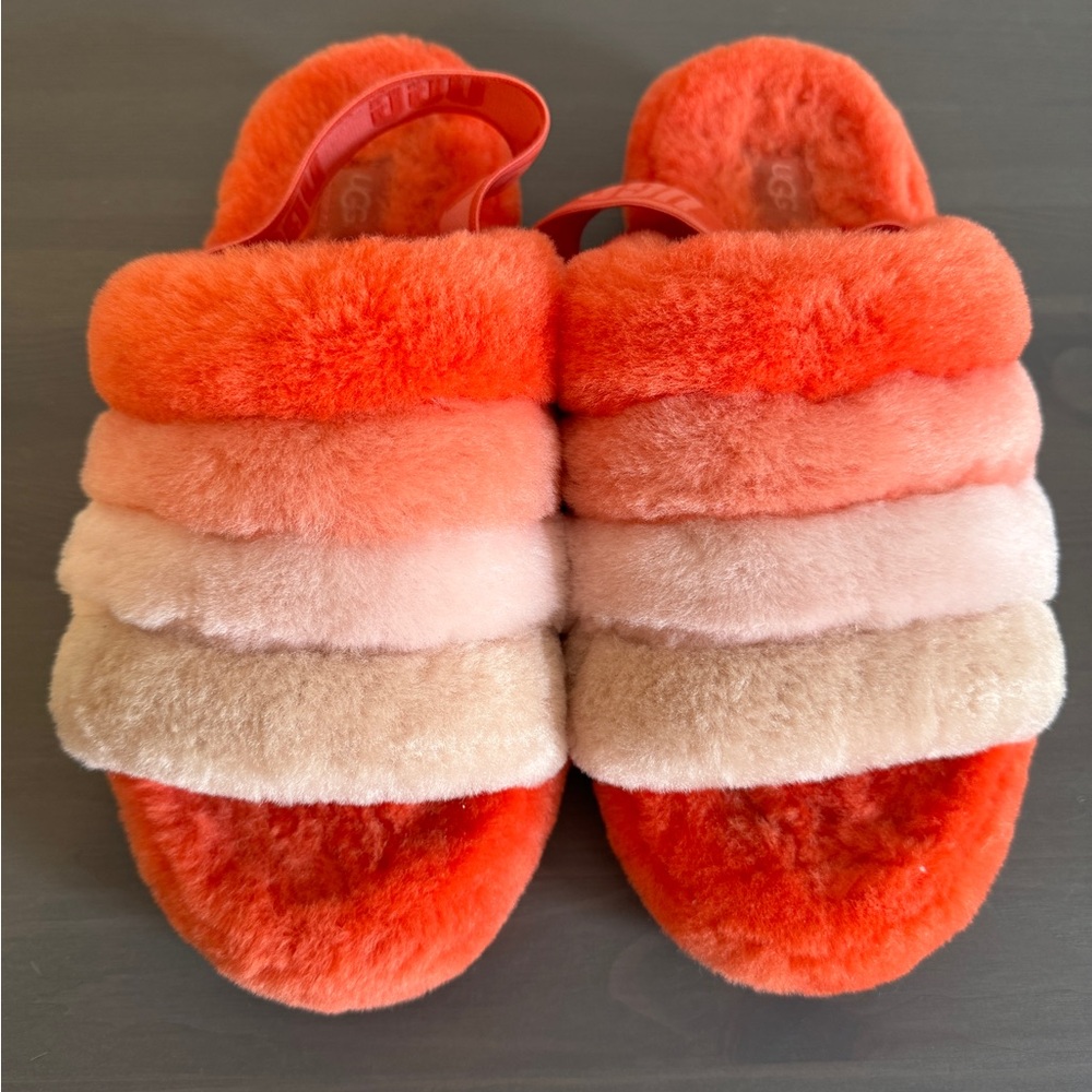 UGG Colorful Fuzzy Platform Slippers